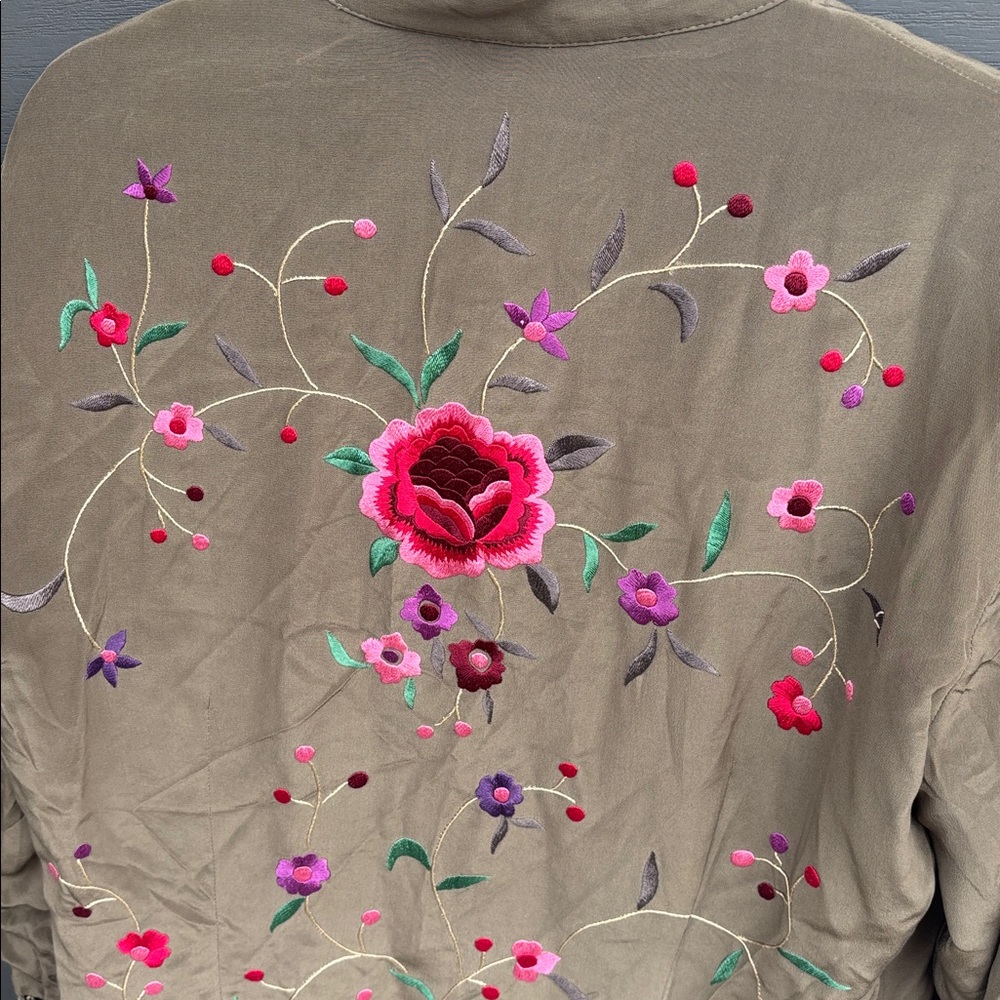 Sue Wong Y2K Floral Career Blouse Colorful Silk Tassel Top Embroidered Japan - Picture 11 of 12